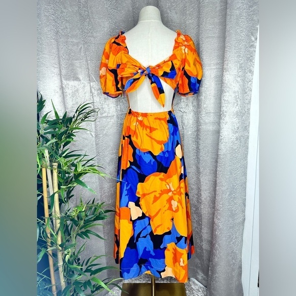 NWT Tabitha Brown Women’s Floral Camo Print Tie Back Midi Dress Sz 4 - Picture 5 of 7